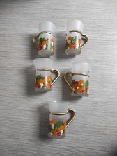 Lot 5 tasses verre marque Inspiration vintage années 70 décor champignons