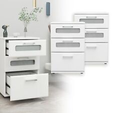 2x Table de chevet meuble de rangement commode 3 tiroirs blanc bois 40x60x38 cm