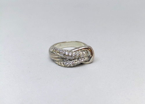 Bague nœud zirconium blanc - bague,
