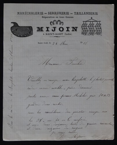 Facture 1908 saint aout indre - 1908,