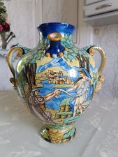 Super et ancienne Cruche en céramique italienne peinte à la main (Castelli) XIXe