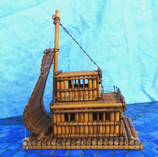 Exceptionnelle maquette de radeau en bambou , vintage , 23,5 x 14 cm ,bateau