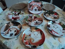 Coffret 6 assiettes porcelaine Cutie Xmas, La chaise longue, création originale.