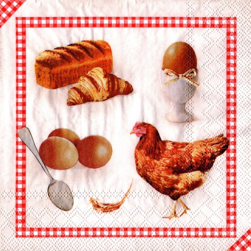 Serviettes papier poule - en,