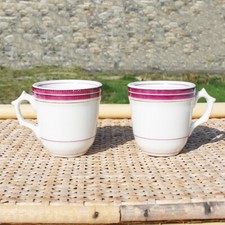 Ancienne paire de brûlots / tasses à café de bistrot en porcelaine