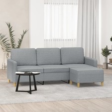Canapé à 3 places avec repose-pieds Gris clair 180 cm Tissu canapé vidaXL