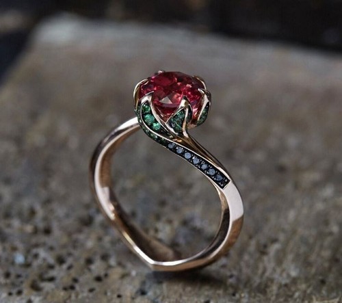 Bague bohème tourmaline - bohème, rose