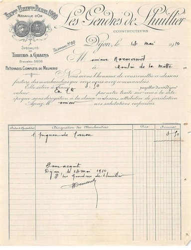 Facture.AM19492.Dijon.1910.Les