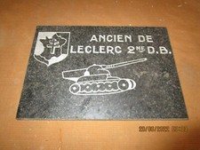 WW2 / plaque marbre gravée: ancien de Leclerc 2ème D.B. / Char croix de Lorraine
