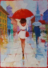 Lidia Tchoumakova - "Après-midi sur la place",  huile sur toile, 50x70cm .