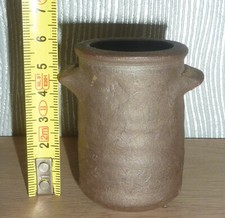 rare ancien petit pot à oreille signé poterie grès de Ger sud Manche XIX ème