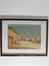 Aquarelle signée Paul Bellanger-Adhémar port méditerranéen Provence vers 1930 