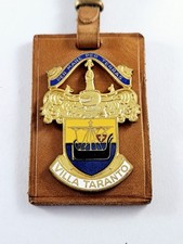 PORTE-CLES - Original 1960s VILLA TARANTO Jardins Botaniques Cuir & Métal Top !