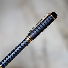 STYLO BILLE WATERMAN MAN 100 HARLEQUIN EN RESINE NOIRE & PL. OR 18 CARATS - RARE