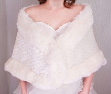 Etole Chale Ivoire Mariage Fausse Fourrure Col NEUF