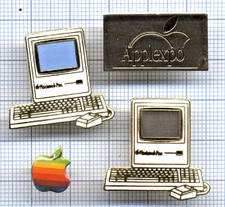 Lot Pin's vintages Apple MAC Macintosh Plus Computer Micro Applexpo Rainbow logo