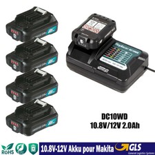 pour Makita 12V 10,8V CXT Batterie BL1041B BL1021B 1040 1020 1016 Chargeur DC10W
