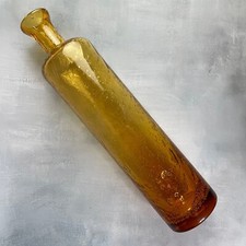 Grande bouteille carafe en verre bullé orange non signé DLG Biot / Bendor etc.