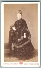 CDV 1875 Femme Robe & Manteau tenue originale Fourrure Photo Ancienne Fur Mode