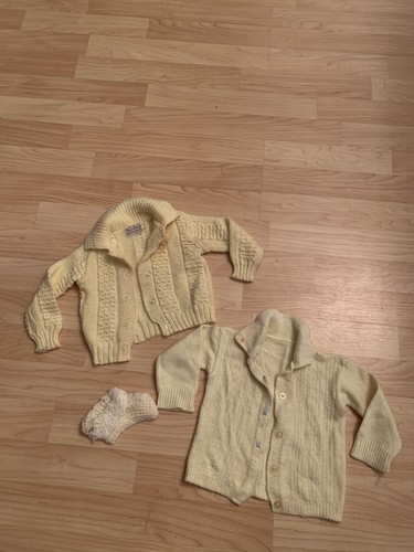 Yellow knit infant sweaters - knit,
