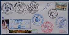 Enveloppe commémorative Lollini, lancement Ariane V. 163, 17 juillet 2004 signée