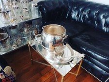 Importante Service Punch / Vasque Champagne Art Déco en Métal Argenté vers 1960