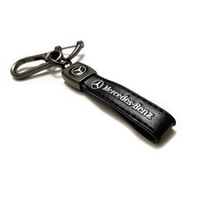 Porte-Clé Mercedes-Benz en Cuir Véritable Et Métal - 93 x 28 x  12 mm