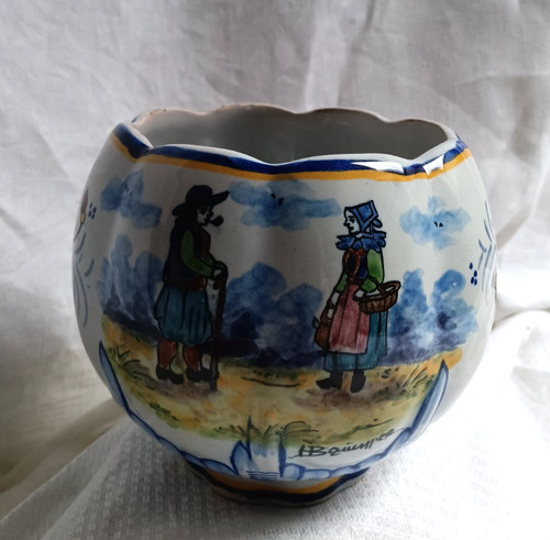 Quimper vase boule - hb, décor