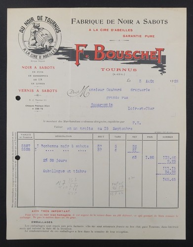 Facture 1927 tournus bouschet - tournus,