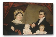 Toile/Cadres Californie. Années 1830 - Groupe familial de quatre sur le canapé