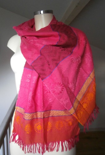 Jolie écharpe rose franges - écharpe, à