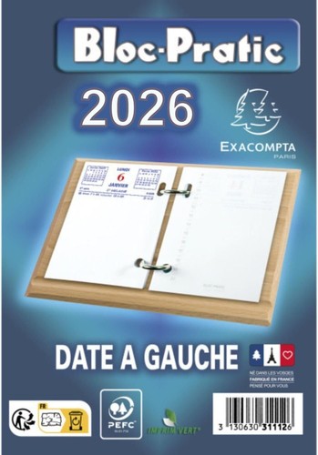 Calendrier 2026 bloc bureau - calendrier,