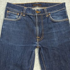 Nudie Lean-Dean Jeans Hommes W29 L30 (Étiquette : W31 L32) Bleu Foncé Dry 16