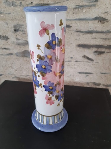 Vase vintage fleurs signé - vase,