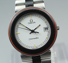 Montre pour homme Omega Seamaster QZ cadran blanc date acier inoxydable...