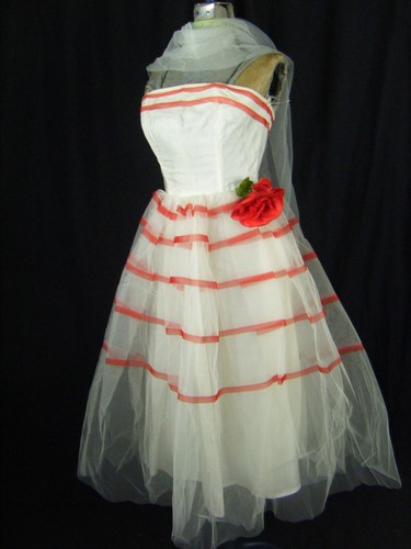 Vintage 60s rose blanc - rose,
