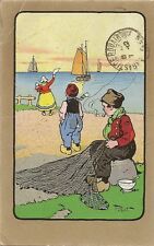 CARTE POSTALE FANTAISIE JEUNES PECHEURS  ILLUSTRATEUR PINOT