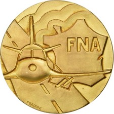 France, Médaille, Fédération Nationale Aéronautique, 1975, Gilt Bronze, SPL