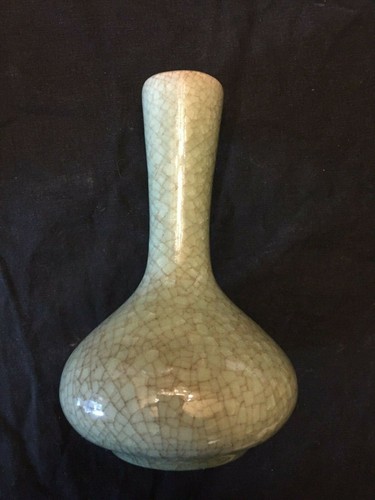 Vase vert celadon craquelee - vase,