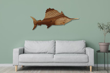 Poisson Épéiste En Bois Sculpté Blue Marlin Décoration De Pêche Trophée