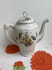 Ancienne Cafetiere Théière Porcelaine Deco Fleur Et Oiseau Deco Rétro Cuisine 
