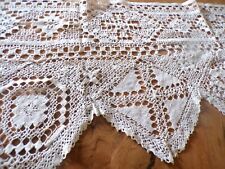 Linge ancien Bas de rideau lin  dentelle ecrue