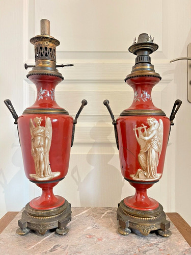 Ancien paire lampe - paire, pétrole