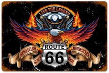 PLAQUE  ROUTE 66 -LIVE THE LEGEND- DECO USA VINTAGE - 30X20 CM