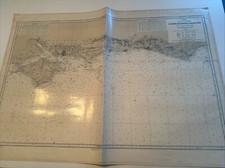 CARTE MARINE Plastifiée Rare Navigation La Manche Ouest Chenal Needles Beachy