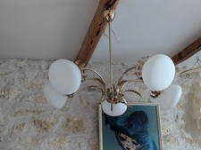 lustre , Suspension 5 Lumières , Opaline