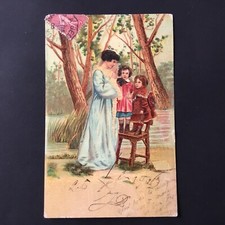CPA Ancienne 1906 Mère Et Ses Enfants Antique Postcard PC
