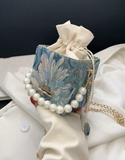 Sac À Main À Bandoulière Seau Bourse Bleu Turquoise Similicuir Cordon Femme FR