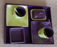 TABLETTE-SET DE SERVICE PETIT DEJEUNER en CERAMIQUE COLOREE 