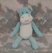 C25/Doudou Vache Bisous D'Ange Peluche Velours Tom & Kiddy Bleu Blanc 35 cm